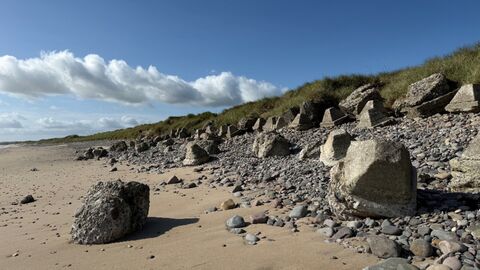Coastal defences at Keiss Beach in 2026